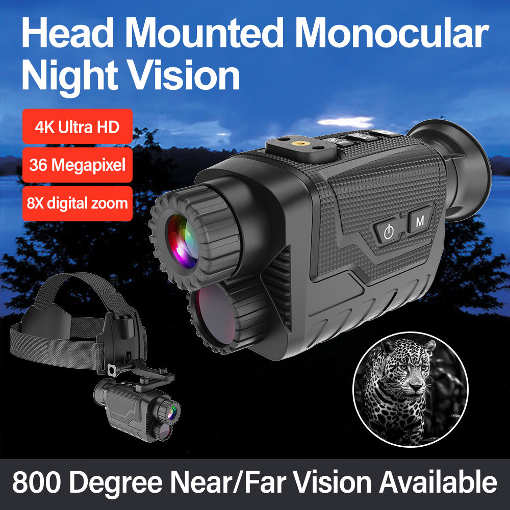 FYY 1260 Head Mounted 4K HD Night Vision, 8X Zoom Digital Infrared Monocular