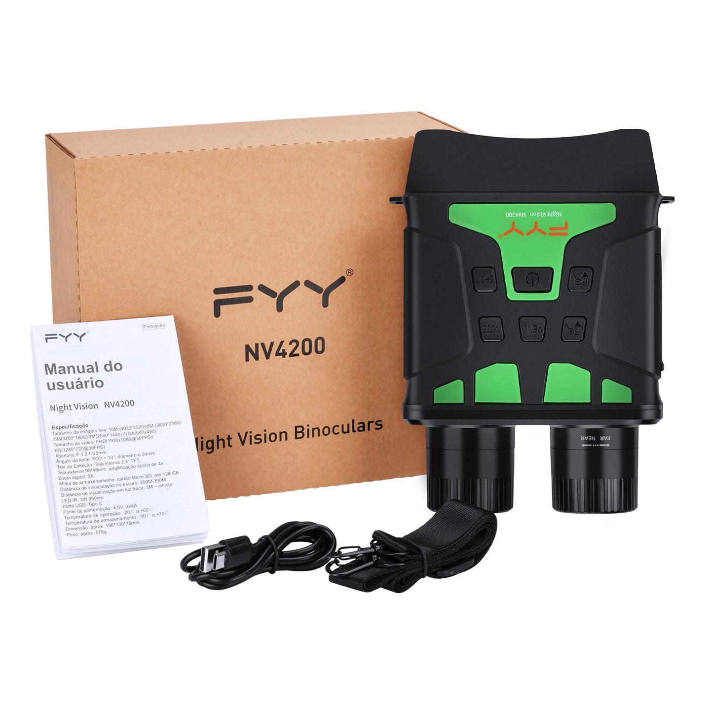 FYY NV4200 Night Vision Infrared Binoculars Rechargeable Battery